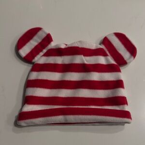 Disney Red & White Striped Kids Hat with Mickey ears size 9-12mo